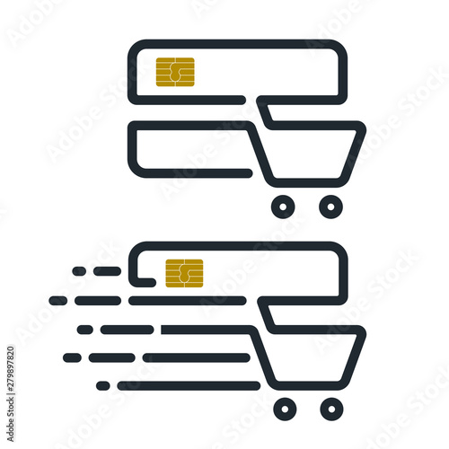 Credit card shaped shopping cart icons