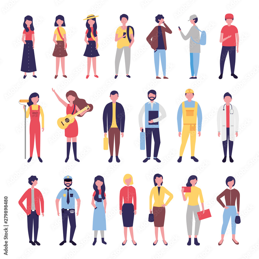 group of community people bundle characters