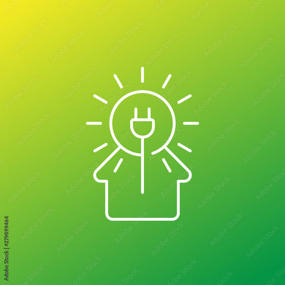 Solar energy for home, vector icon, linear style Solar energy for home, vector icon, linear style