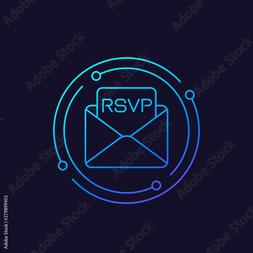 RSVP icon, linear style vector