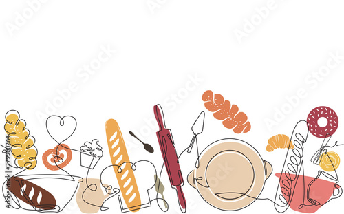 Bakery Pattern. Bread Background. Vector illustration.