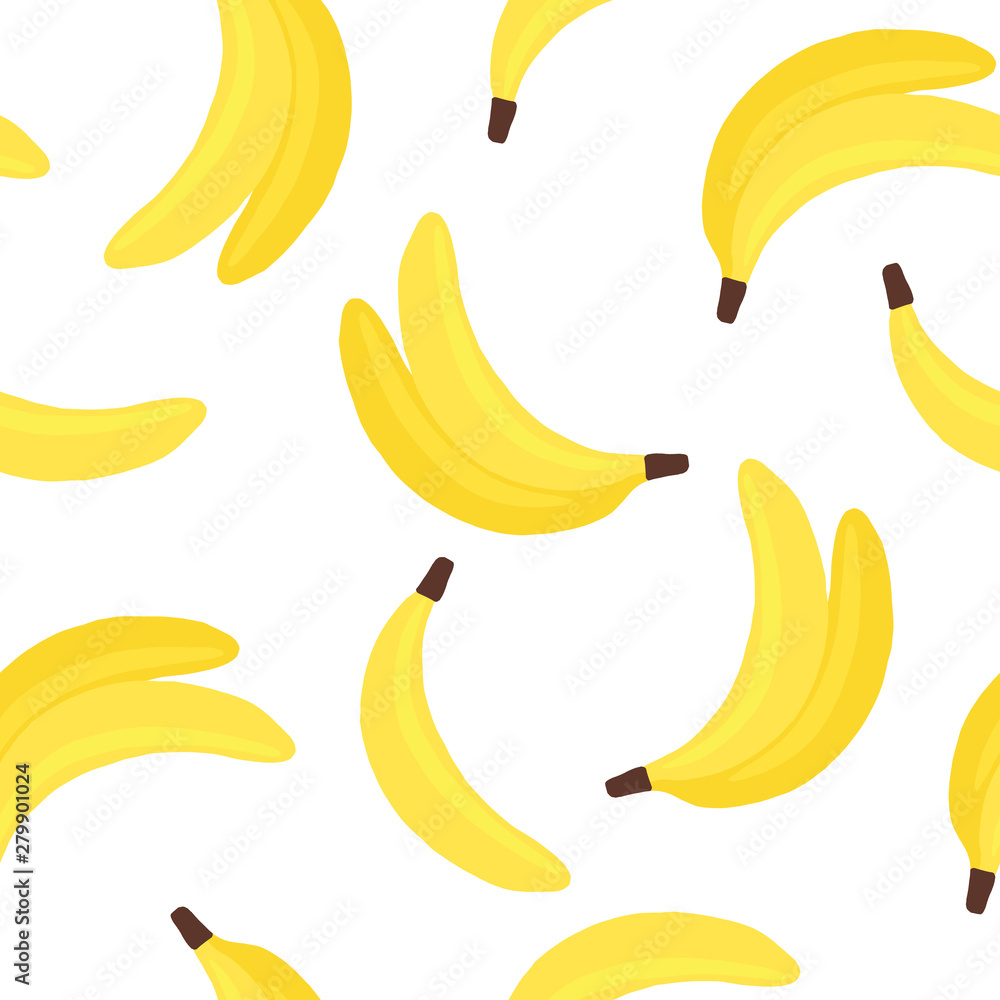 vector seamless pattern of exotic fruits: banana. Tropical food. Hand-drawn flat illustration. use for the menu and textile.