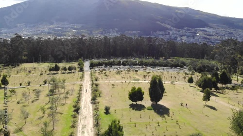 Aerial view of park, near a city, Quito Ecuador