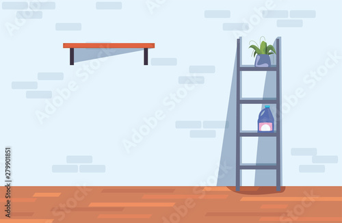 wall brick stairs shelf detergent plant