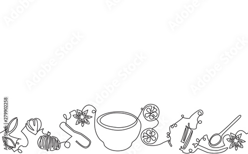 Coocing.Seamless  Pattern with Utensils and Spices isolated on white background. Vector illustration.