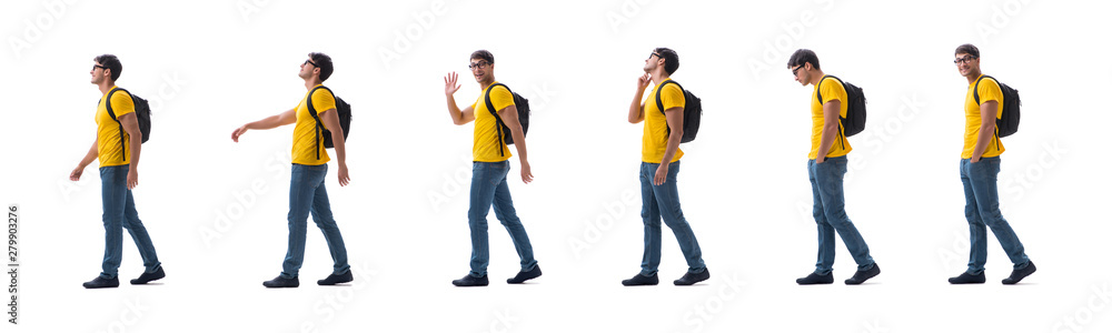 Student with backpack isolated on white Student with backpack isolated on white