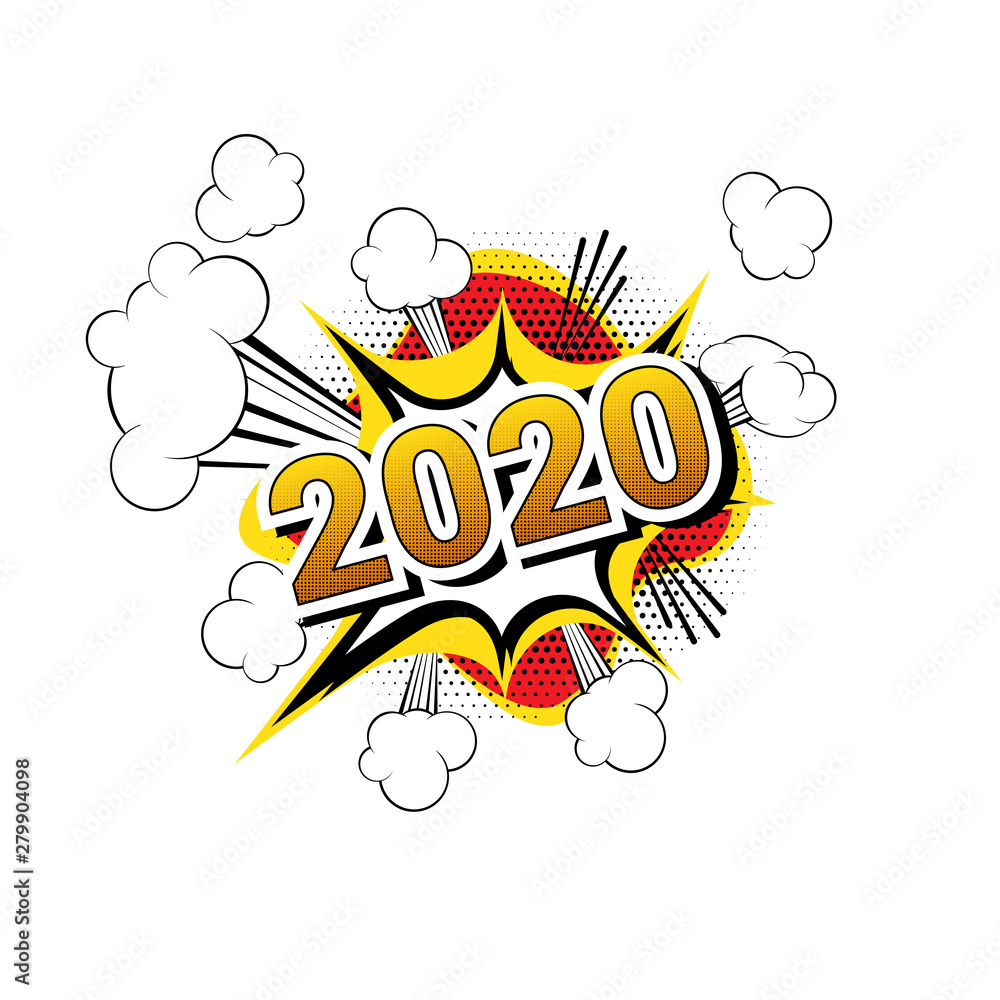 Vector - 2020 Comic book style words isolated on white background. Vector - 2020 Comic book style words isolated on white background.