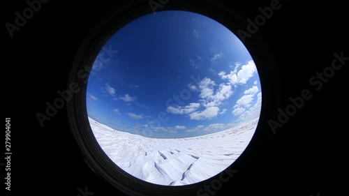 Indentations made by wind in snow field photo