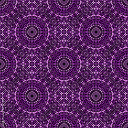 Oriental dark geometrical gravel mandala ornament pattern art - violet abstract bohemian spiritual seamless vector background illustration
