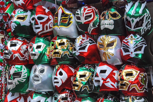 Принти на полотні Colorful mask wrestling wrestling, Mexican cultural sport.
