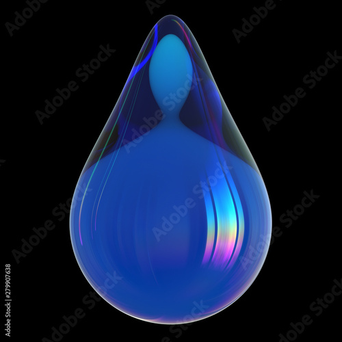 Blue poison drop oil droplet toxin glossy. Liquid danger infection photo