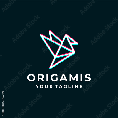 Bird origami overlapping color logo and icon design vector.