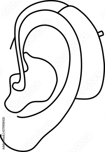 Vector illustration of an ear with hearing aid