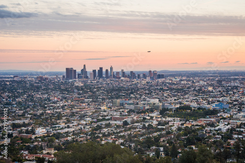 View over Los Angeles city from Griffith hills in the evening © icephotography