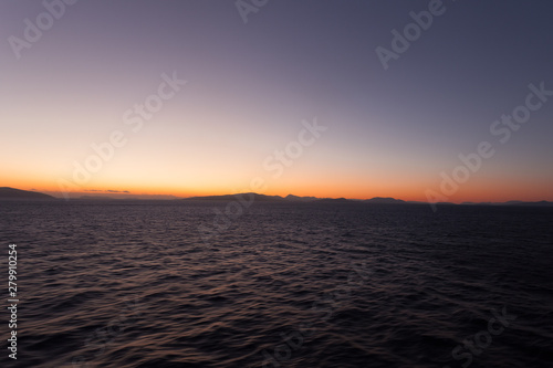 Sunset over the islands of the Aegean Sea