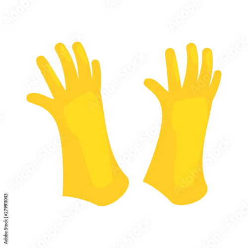gloves cleaning supply on white background