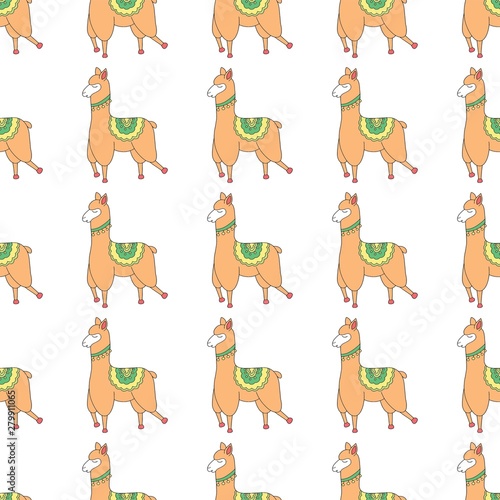 Vector pattern illustration of cute cartoon llama