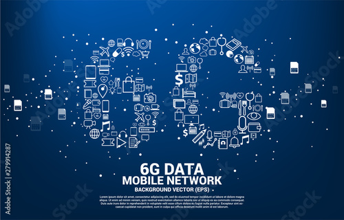 6G Data technology from online function icon. Concept for mobile telecommunication global network.