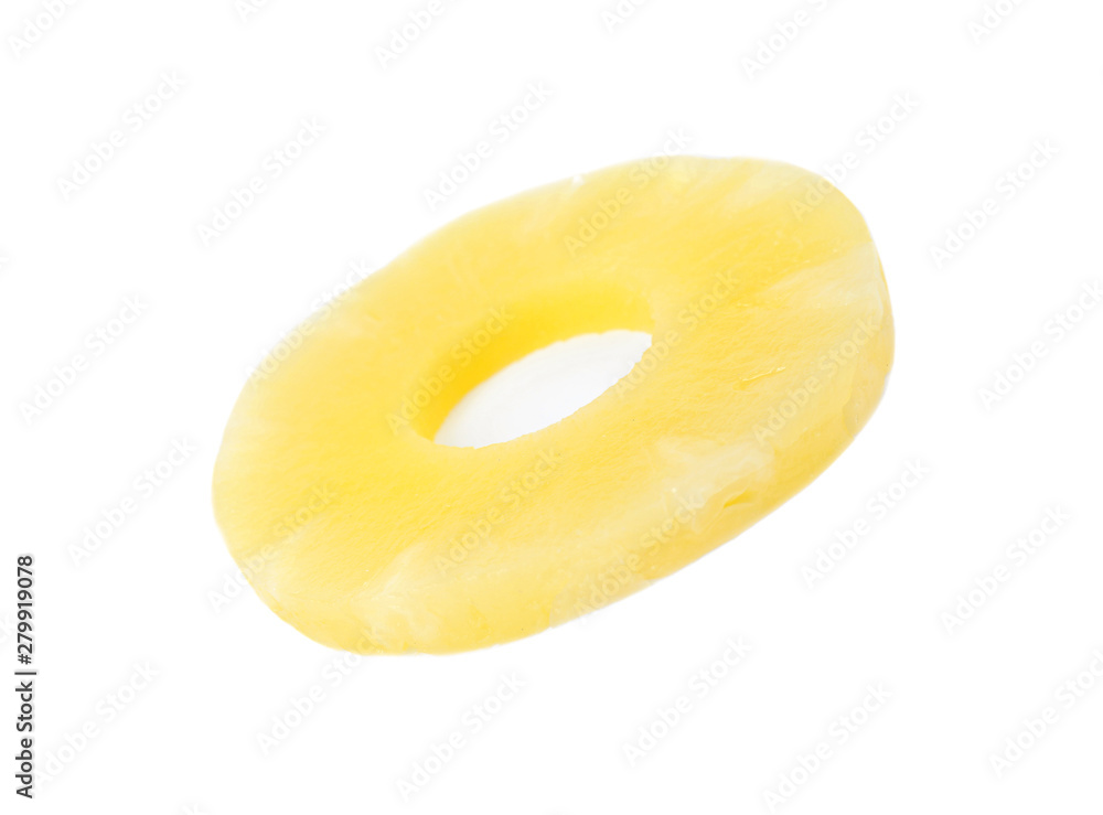 Slice of delicious sweet canned pineapple on white background Slice of delicious sweet canned pineapple on white background