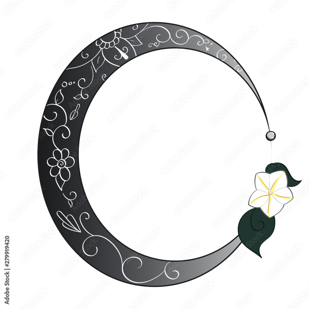 Moon flower and filigree moon oval frame Moon flower and filigree moon oval frame