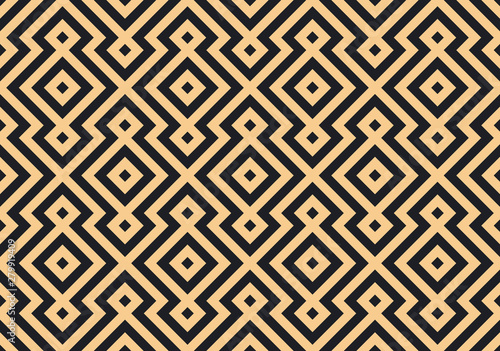 Seamless black and gold digital pixel ethnic op art tribal textile pattern vector