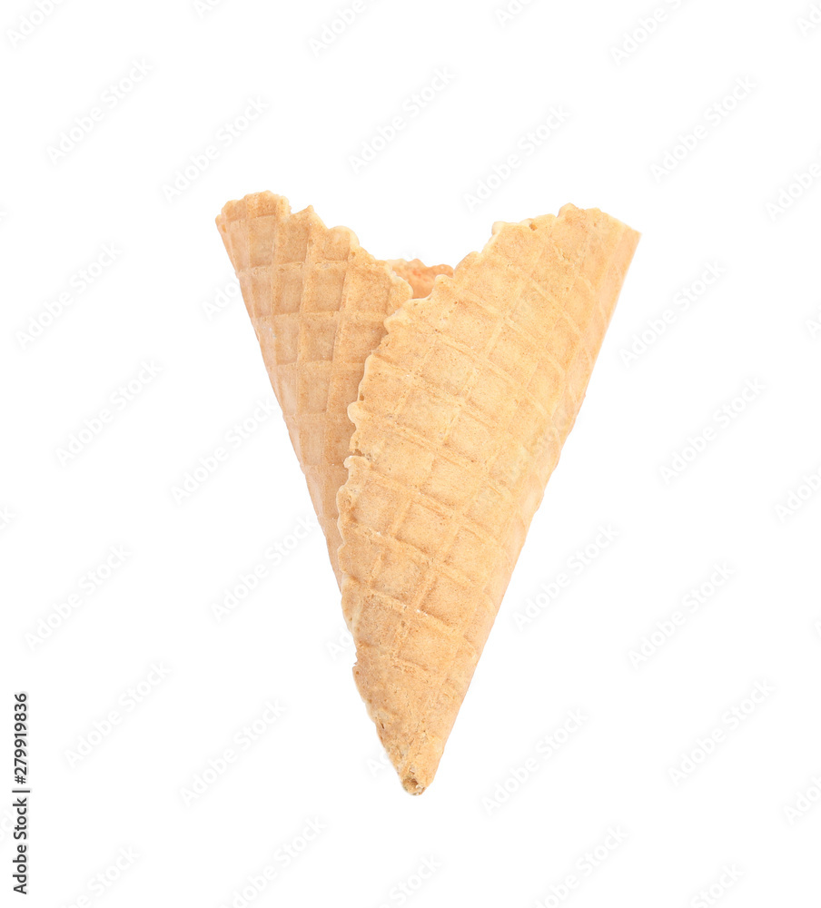 Empty wafer ice cream cone on white background Empty wafer ice cream cone on white background