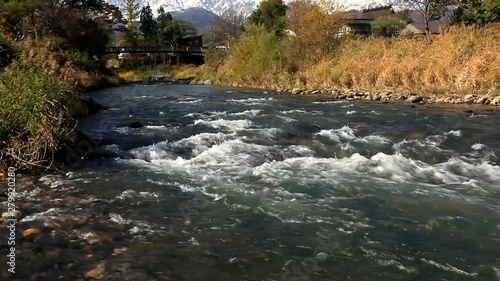 Flowing stream in autumn scenery photo