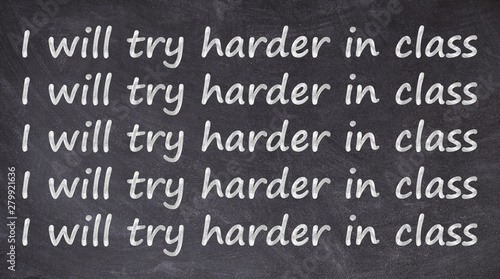 I will try harder in class written on blackboard