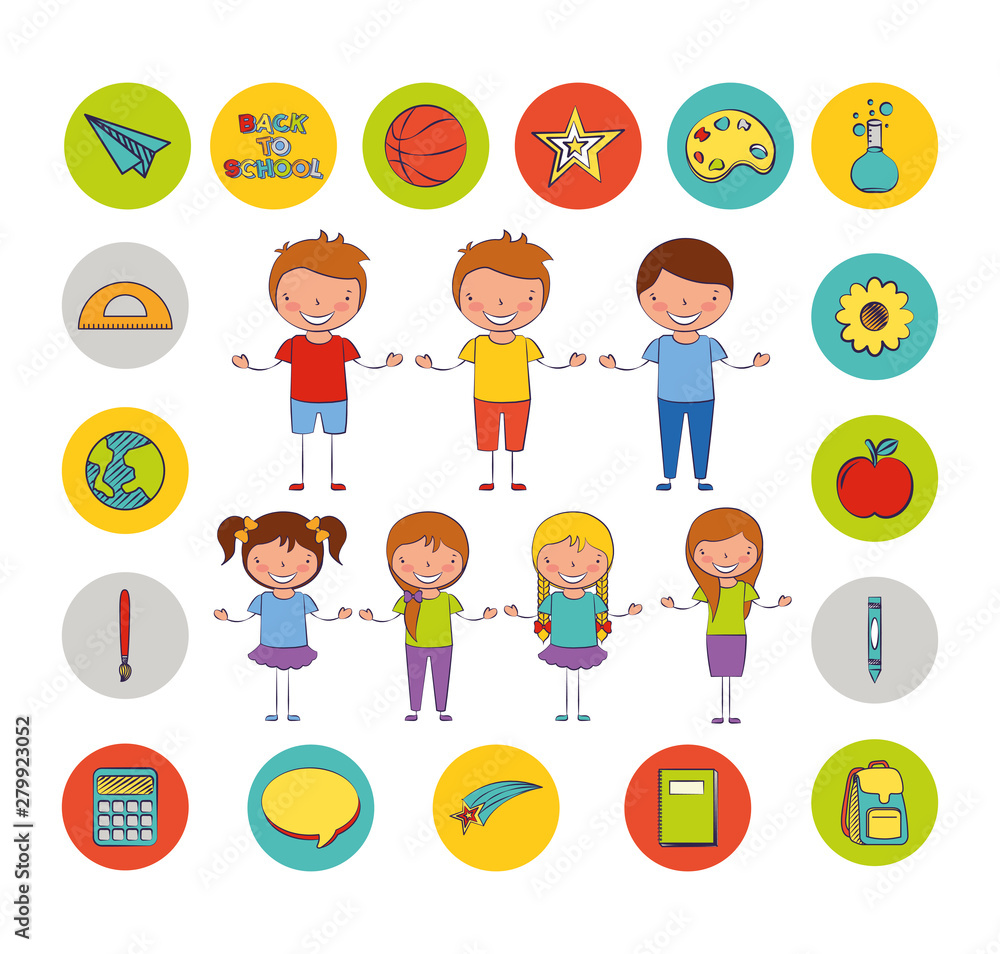 bundle of students group and back to school icons bundle of students group and back to school icons