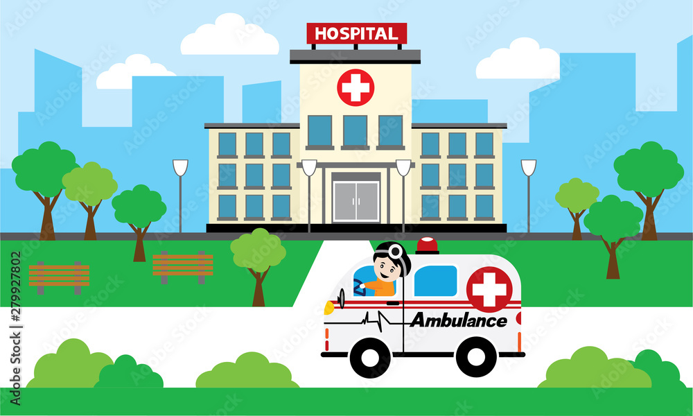  Medical concept with hospital buildings