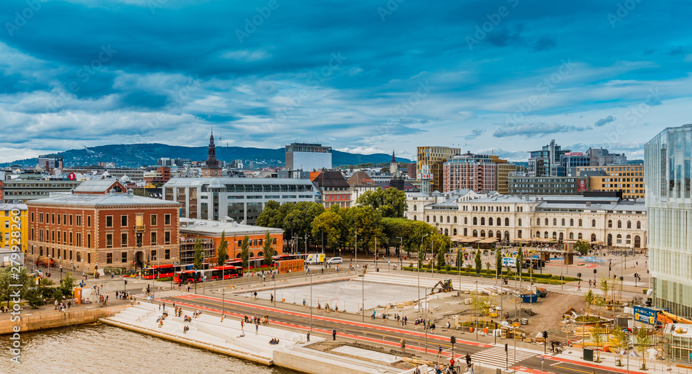 Widok na centrum oslo z havnepromenaden