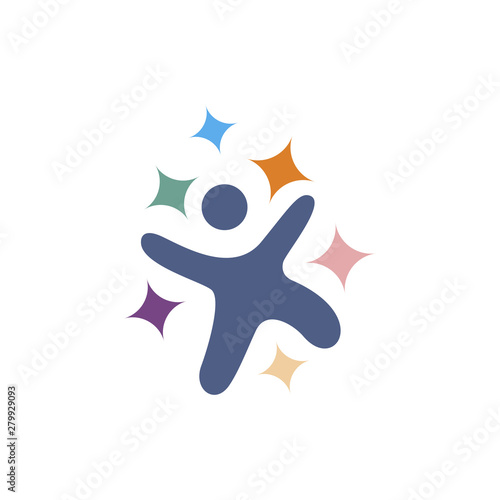 happy kid children logo icon vector template