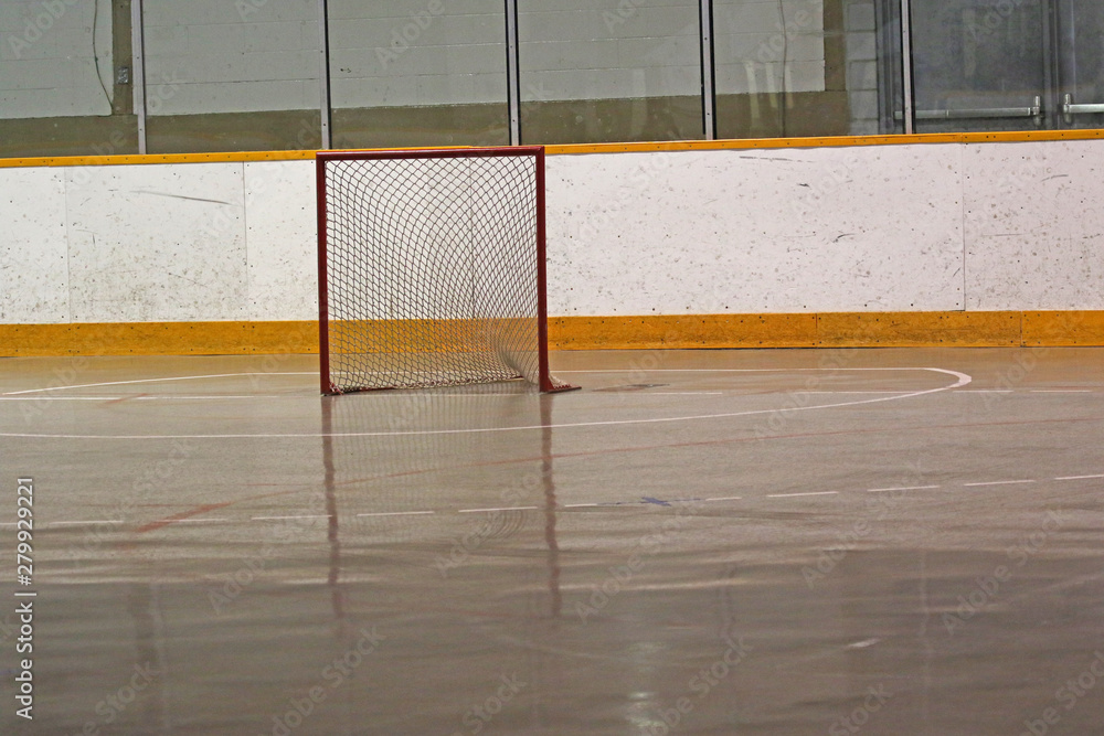 A Lacrosse net sitting in an empty box.