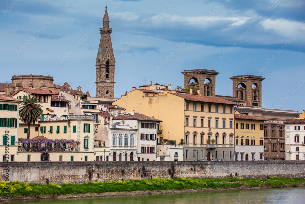 View of the beautiful city of Florence and the Arno River