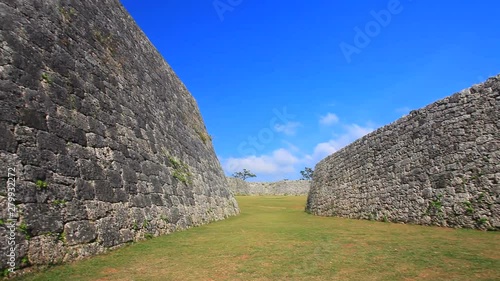 Zakimi Castle ruin walls, Yomitan, Okinawa Prefecture, Japan photo