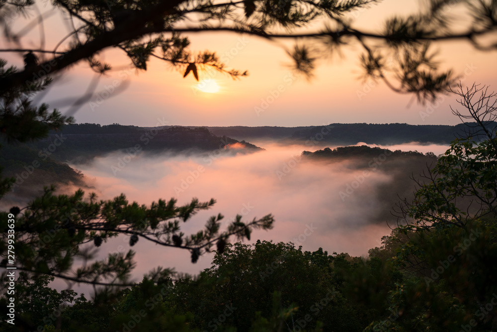 Red River Gorge Kentucky foggy morning sunrise Red River Gorge Kentucky foggy morning sunrise
