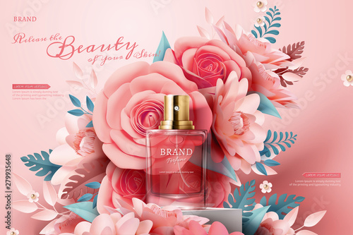 Perfume ads with paper flowers