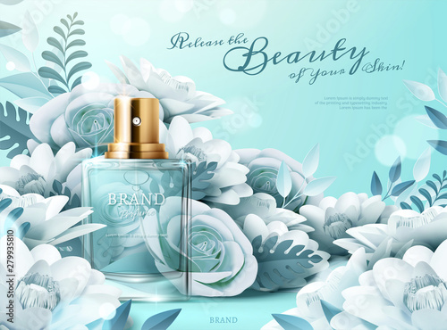 Perfume ads with paper flowers