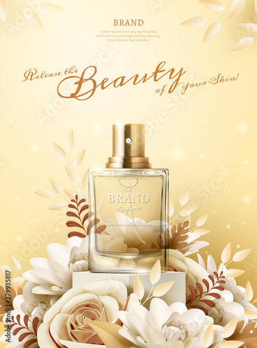 Perfume ads with paper flowers