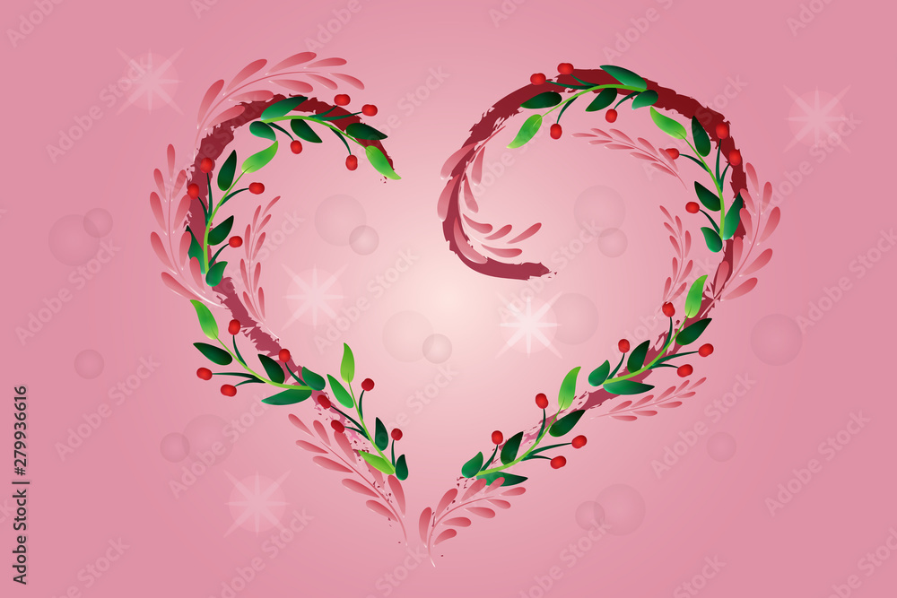 Love heart floral wreath symbol logo vector