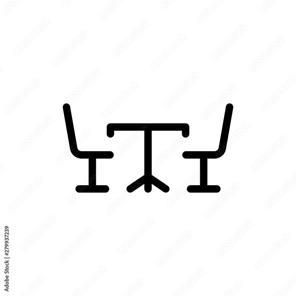 Table with chairs icon vector symbol illustration Table with chairs icon vector symbol illustration