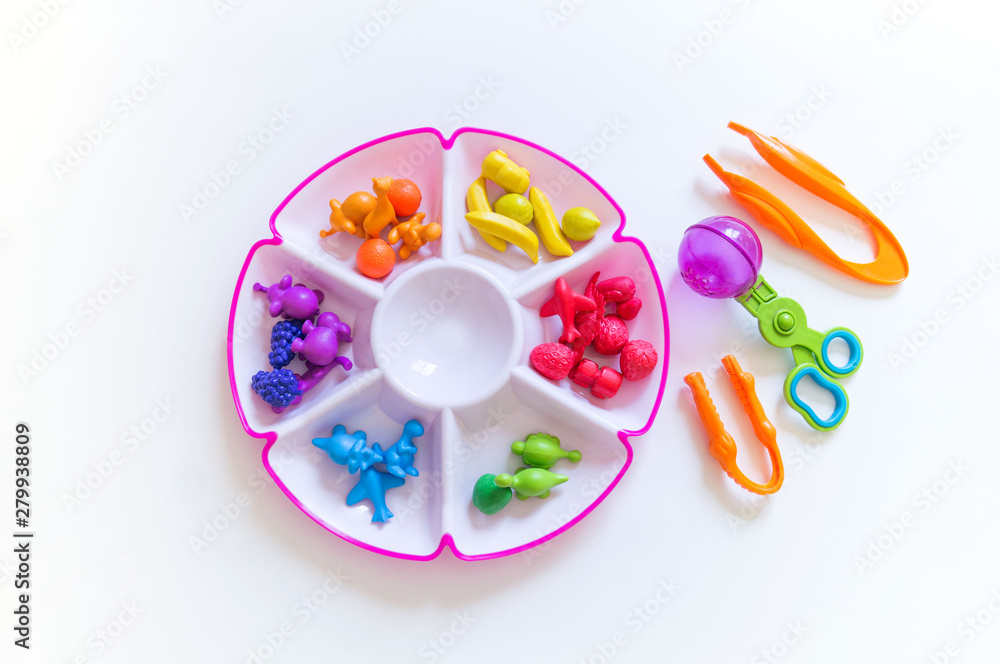 Montessori material Children. The study of math and color
