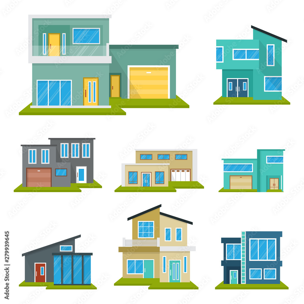 Modern House Home Real Estate Icon Symbol Flat Color Element