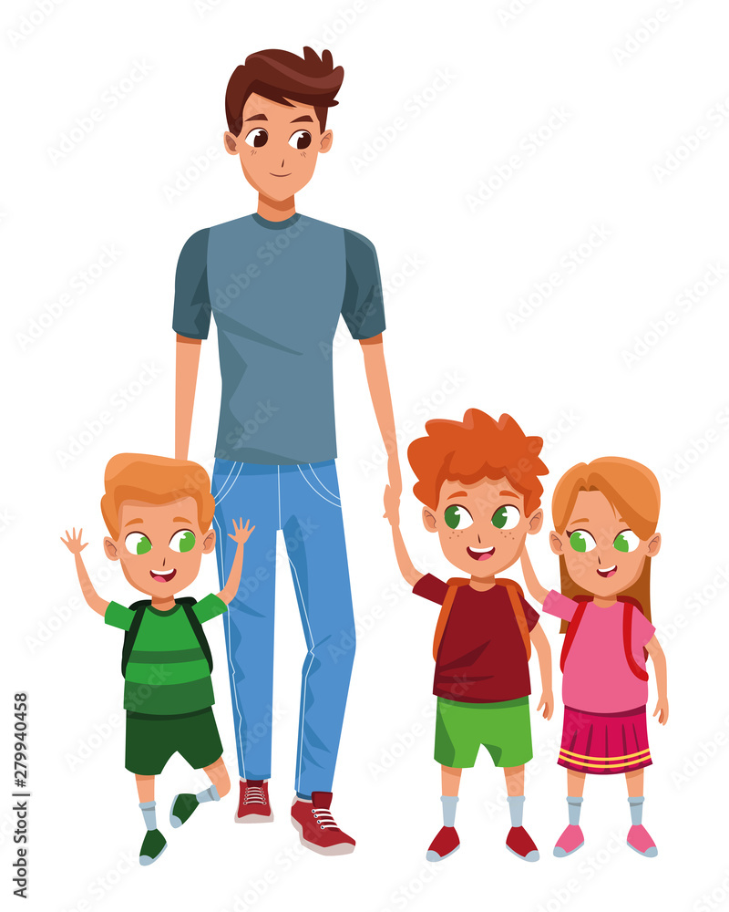 Family single father with kids Family single father with kids