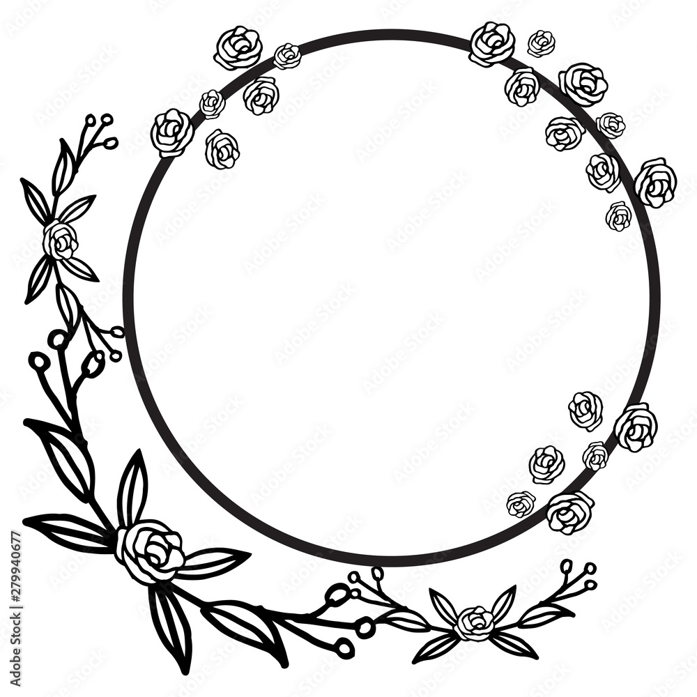 Black and white border for leaves and floral frame, isolated on white background. Vector Black and white border for leaves and floral frame, isolated on white background. Vector