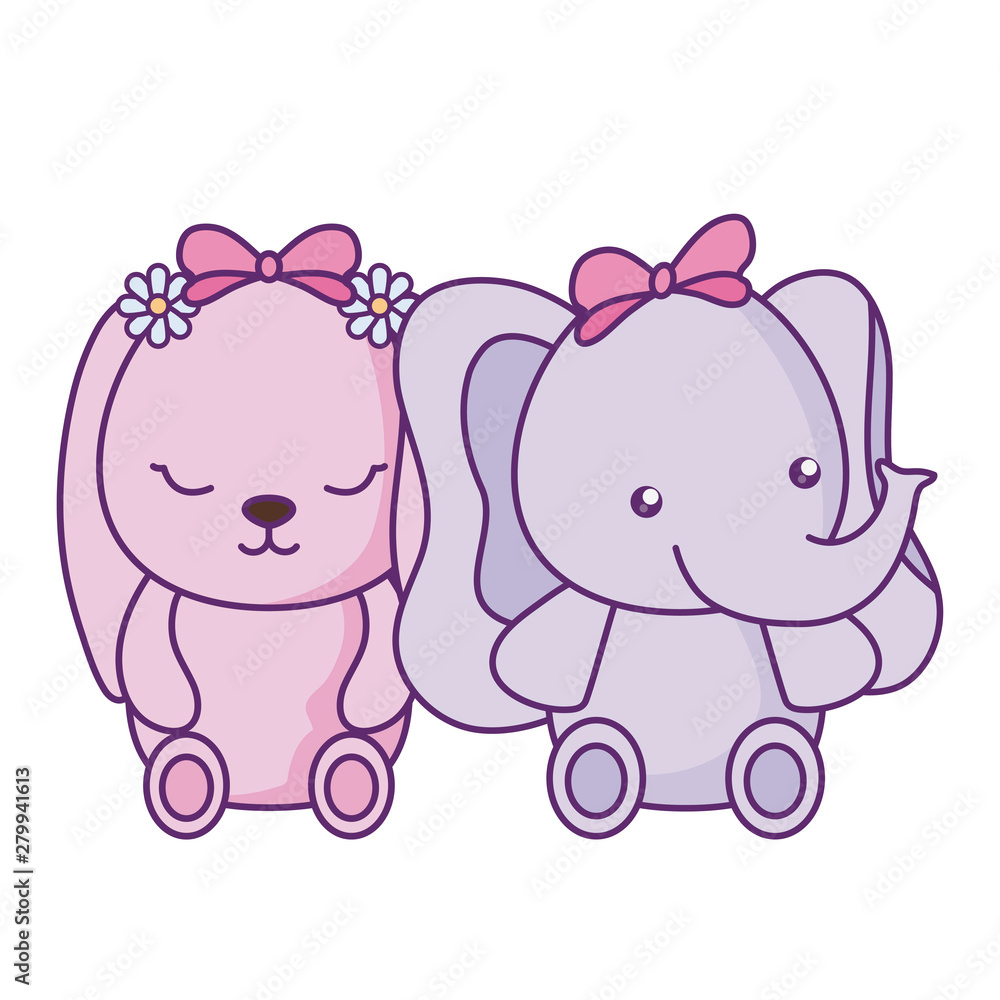cute little bunny with elephant baby character