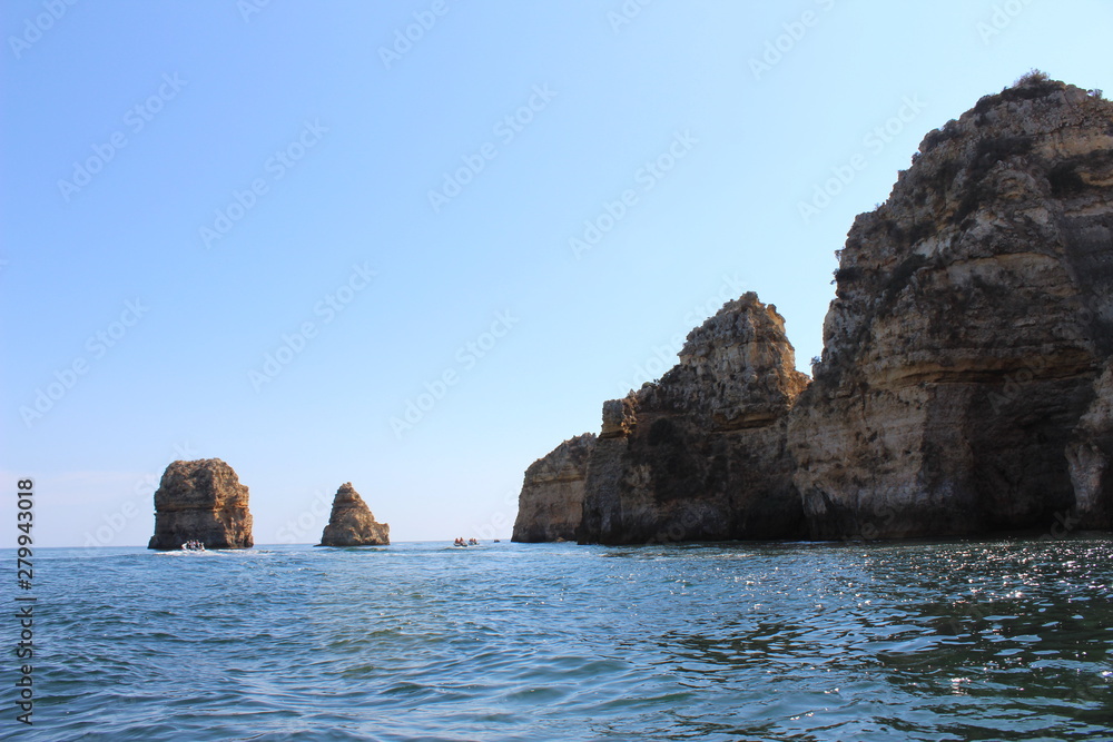sea, rock, water, coast, landscape, nature, island, sky, cliff, blue, ocean, beach, travel, summer, stone, 