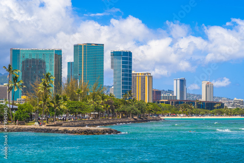 cityscape of honolulu in oahu island, hawaii, us
