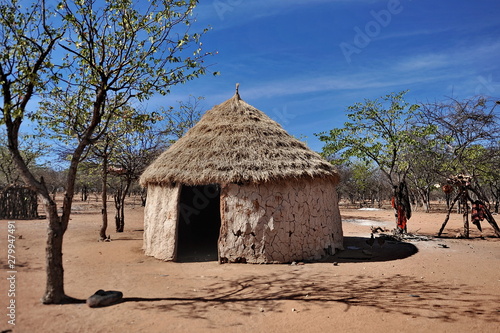 Huts in which people live in the Himba tribe.