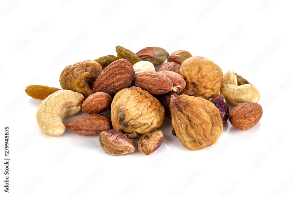 Variety of Mixed Nuts Isolated on White Background Variety of Mixed Nuts Isolated on White Background